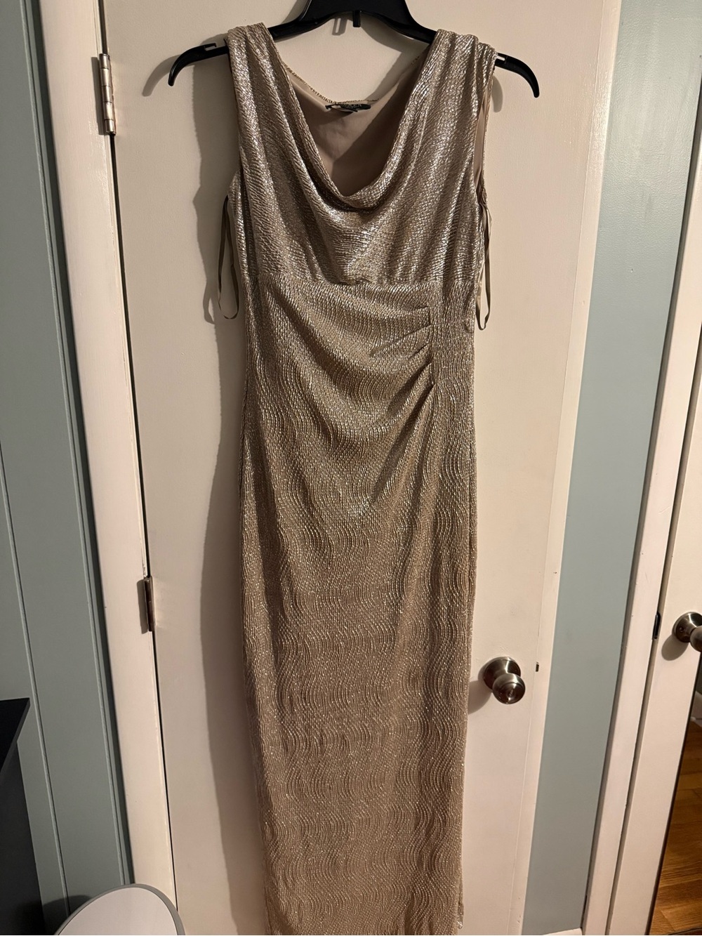 Lauren Ralph Lauren Metallic Cowl Neck Maxi Dress - Champagne Gold